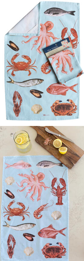 Fisherman's Basket Tea Towel | 100% Cotton | 74cm by 47cm